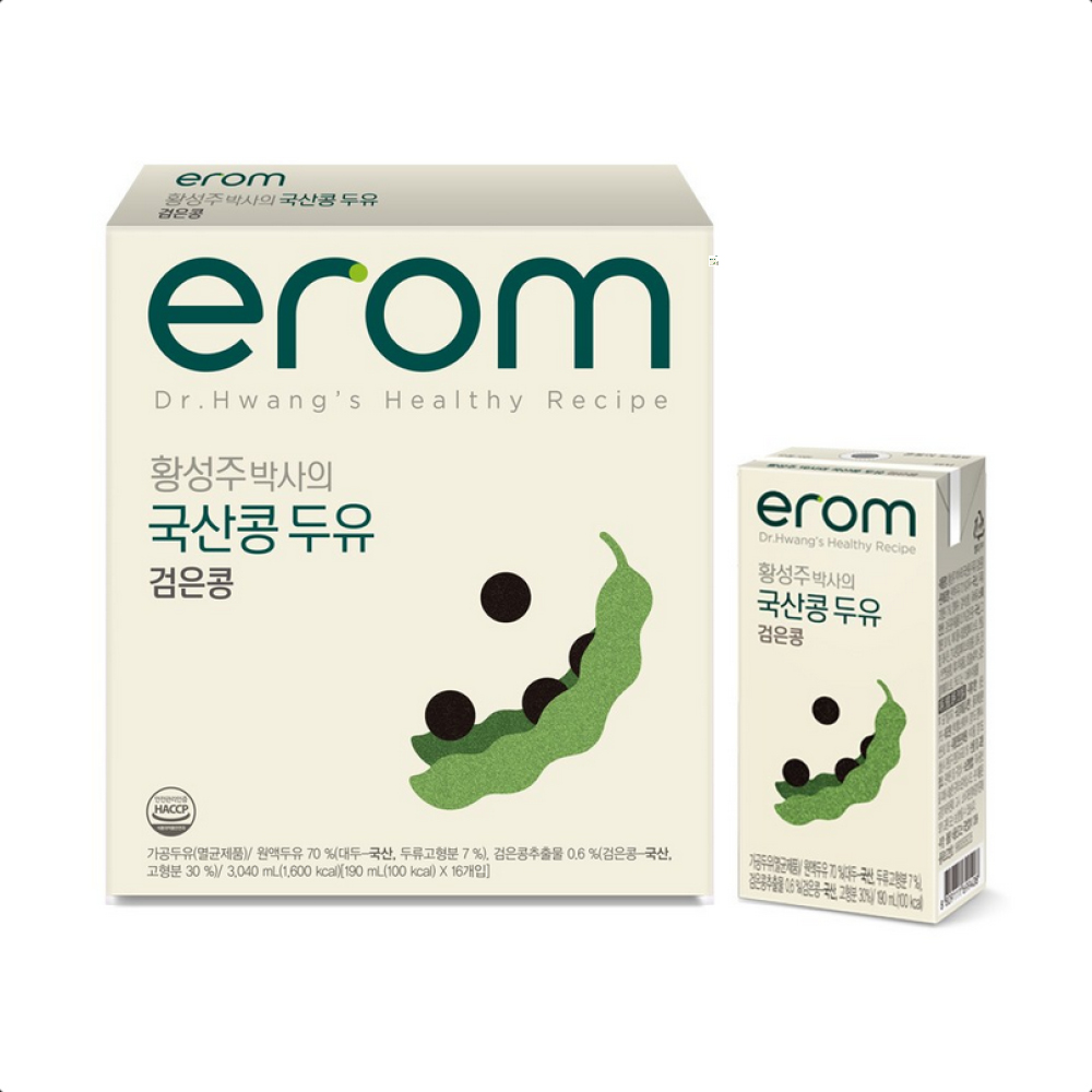 황성주박사의 국산콩 두유 검은콩, 190ml, 16개 - 상품 이미지