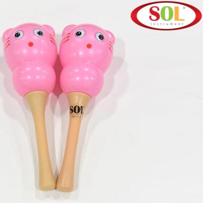 SOL 미니 고양이 마라카스 HM-152 분홍 1조 - 상품 이미지