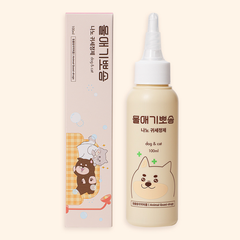 디어랩스 강아지 귀세정제 울애기뽀송 강아지 귀청소 귀염증약 100ml 1통 - 상품 이미지