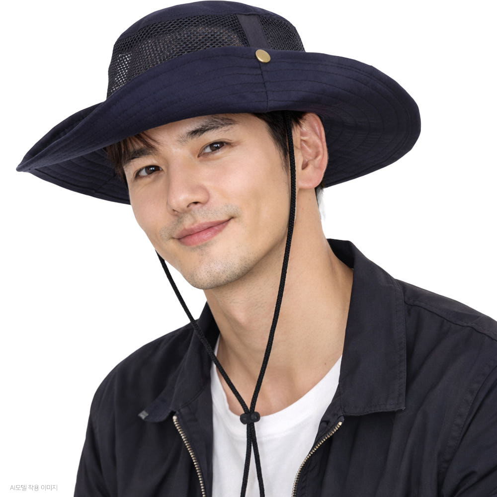 챙넓은 여름 접이식 남자 남성 사파리 벙거지 모자 - 상품 이미지
