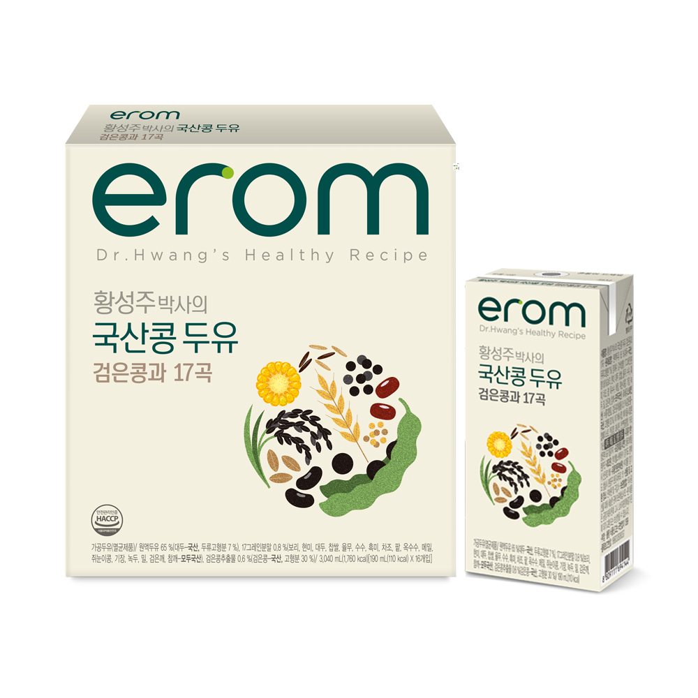 황성주박사의 국산콩 두유 검은콩과 17곡, 190ml, 16개 - 상품 이미지