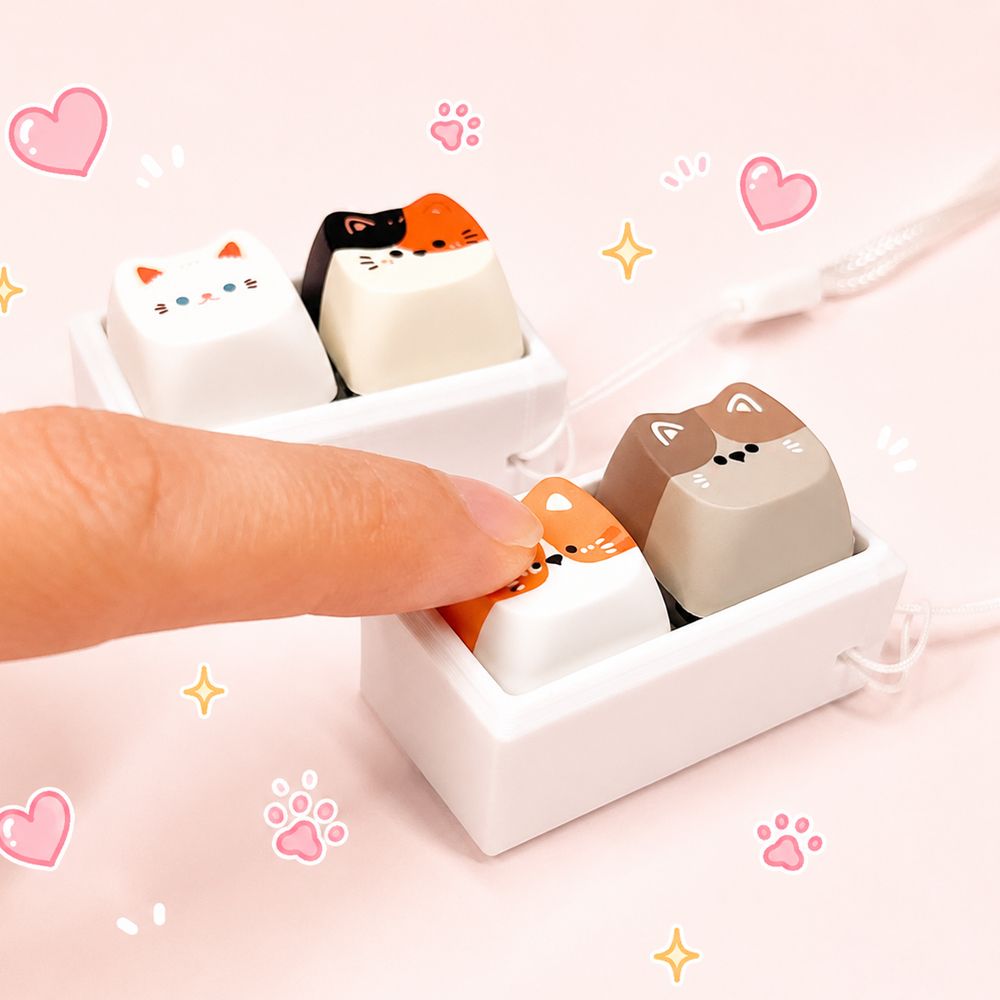 고양이 키캡 키링 야옹이 딸깍이 클리커 딸각이 킵캡 클릭커 또각이 - 상세 이미지 3
