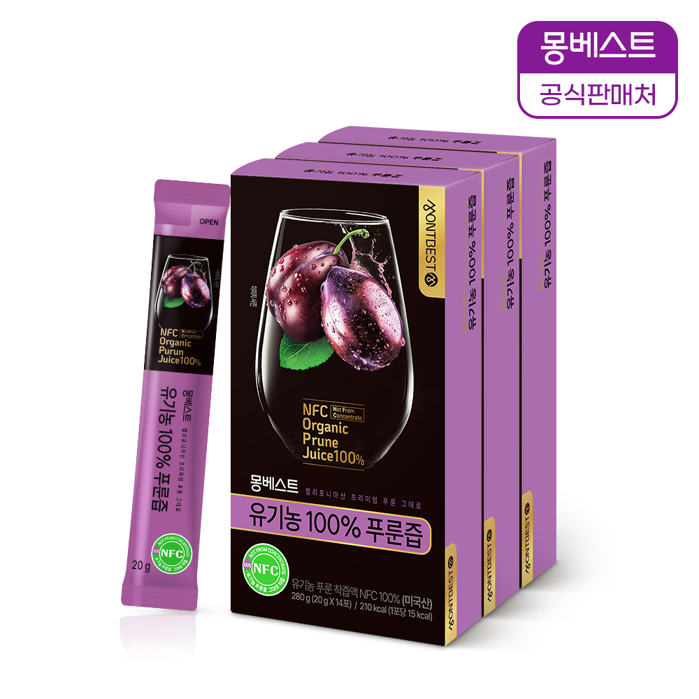 몽베스트 유기농 100% 푸룬즙 20g 14포, 3개 - 상품 이미지