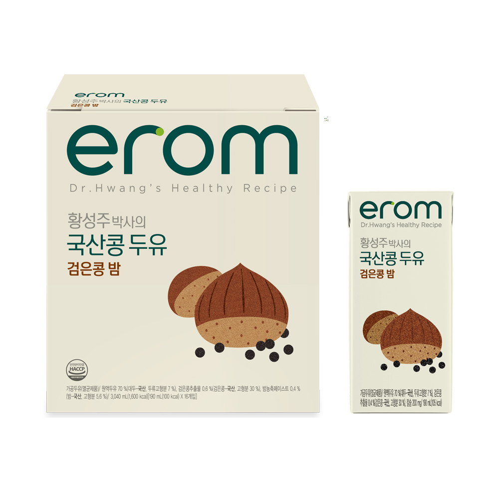 황성주박사의 국산콩 두유 검은콩밤, 190ml, 16개 - 상품 이미지