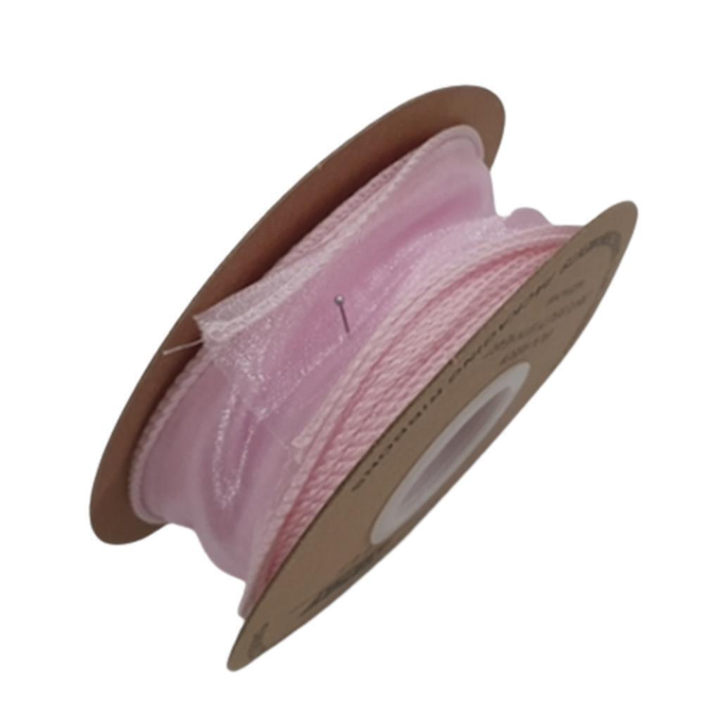 투명 오간디 리본끈 포장끈 4cm 914.4 cm(10야드) 펄 마감 연핑크