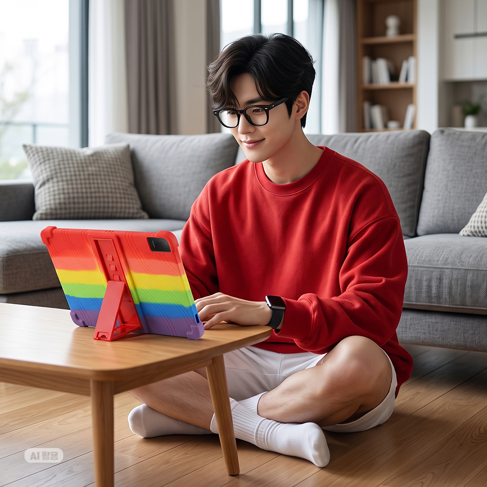 TCL TAB 10L Gen4 케이스 범퍼 실리콘 거치대 레인보우, TCL TAB 10L Gen4 이미지 7