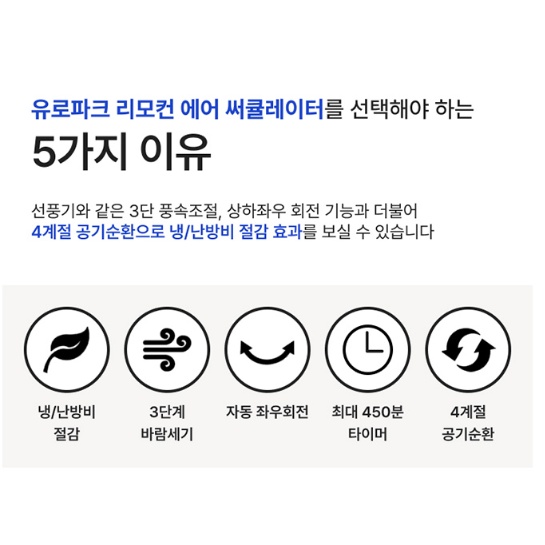 사무실 리모컨형 서큘레이터선풍기 가정용 거실용 주방용 저전력 스탠드써큘레이터 - 상세 이미지 3