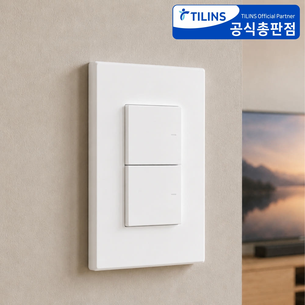 틸인스 TI1 전등 스위치 교체 빌트인 가구 전기 전등 벽 매립 스위치 커버 2구 화이트 - 상품 이미지