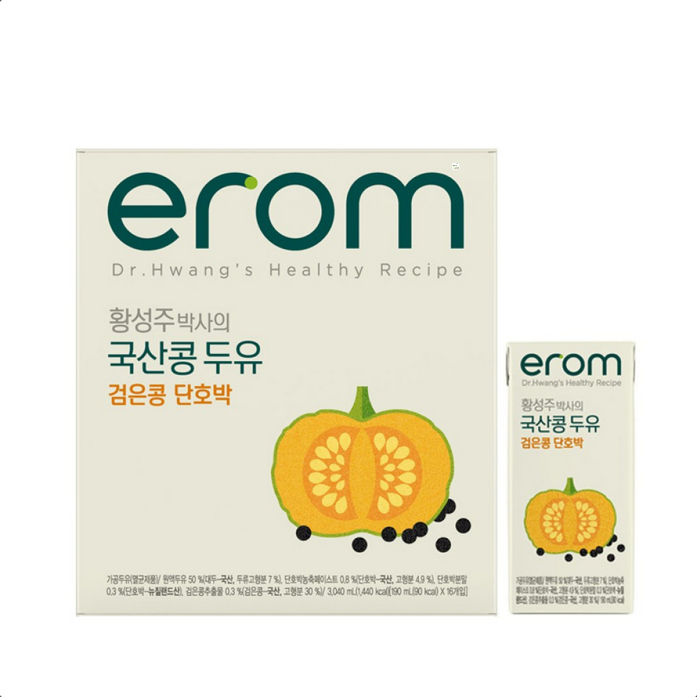 황성주박사의 국산콩 두유 검은콩단호박, 190ml, 16개 - 상품 이미지