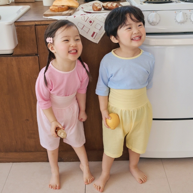 7부 칠부 메쉬 배앓이방지 아기 유아 아동 매쉬 봄 여름 가을 실내복 - 메인 이미지