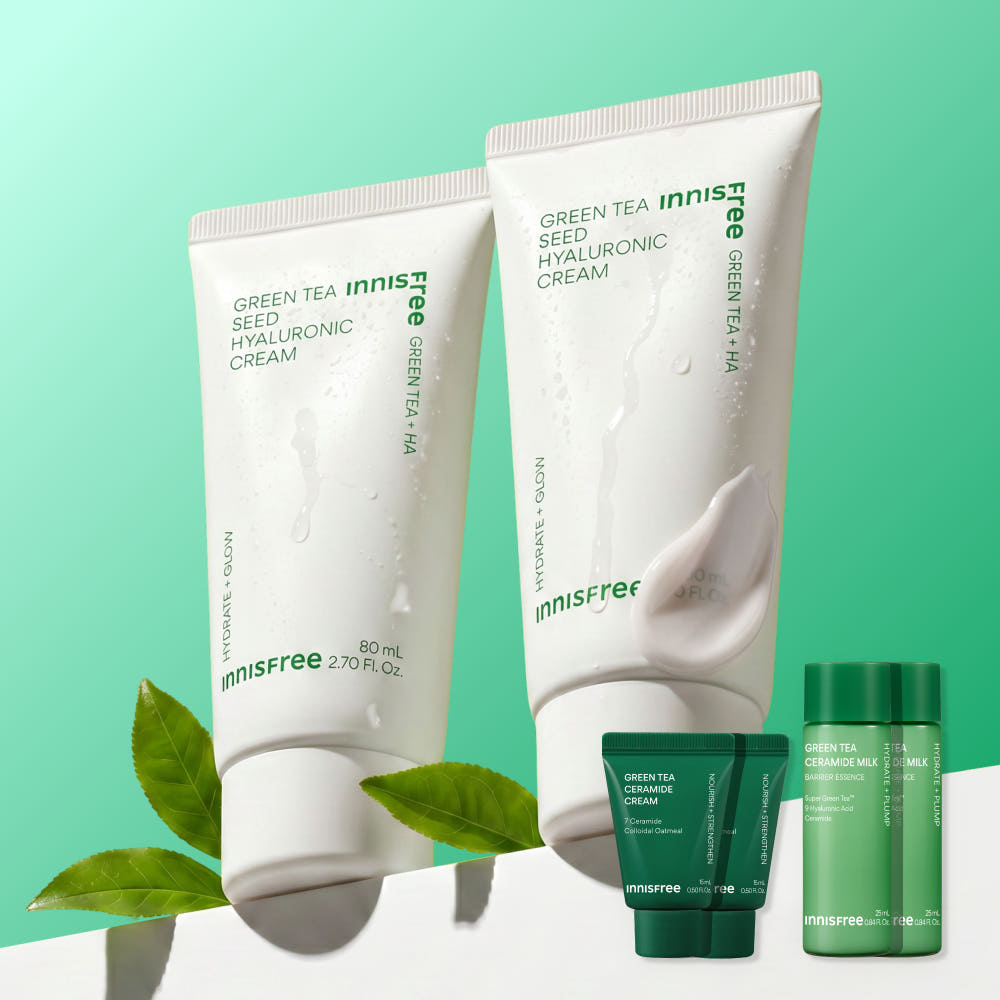 이니스프리 이니스프리 그린티 씨드 히알루론산 진정 보습 수분크림 80ml, 2개