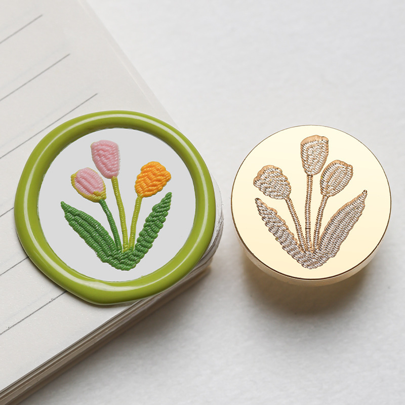 실링왁스 인장 스탬프 자수 테마 스티치 튤립, (2.5cm) - 상품 이미지