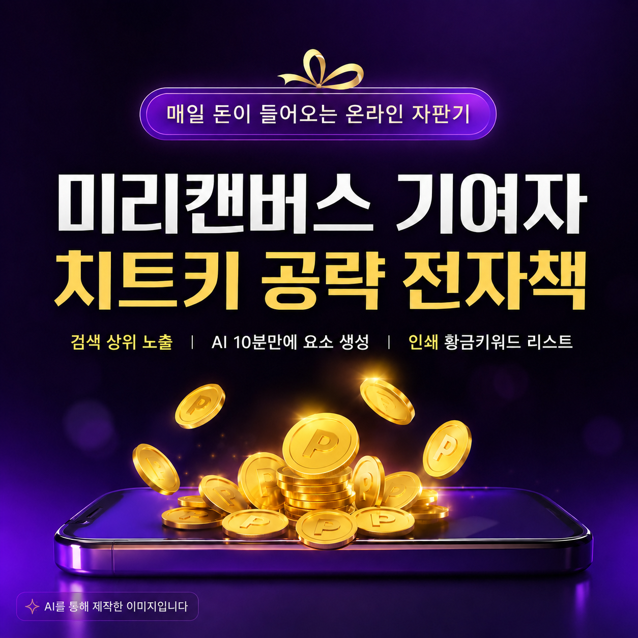 미리캔버스 기여자 디자인허브 전자책 AI 신세계 부업 스톡 240개 황금키워드 그림 투잡 상품 이미지