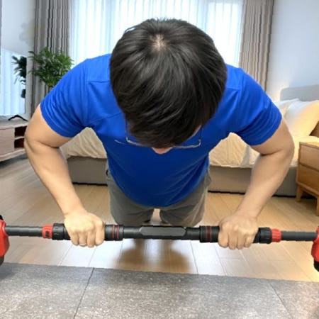 실내 홈트레이닝 문틈 설치형 철봉 상체 근력 운동 기구 긴길이 가정용 턱걸이
