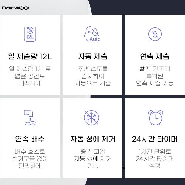 대우 24시간 타이머 가정용 베란다 세탁실 사무실 저소음제습기 DED-KP1200 - 상세 이미지 4