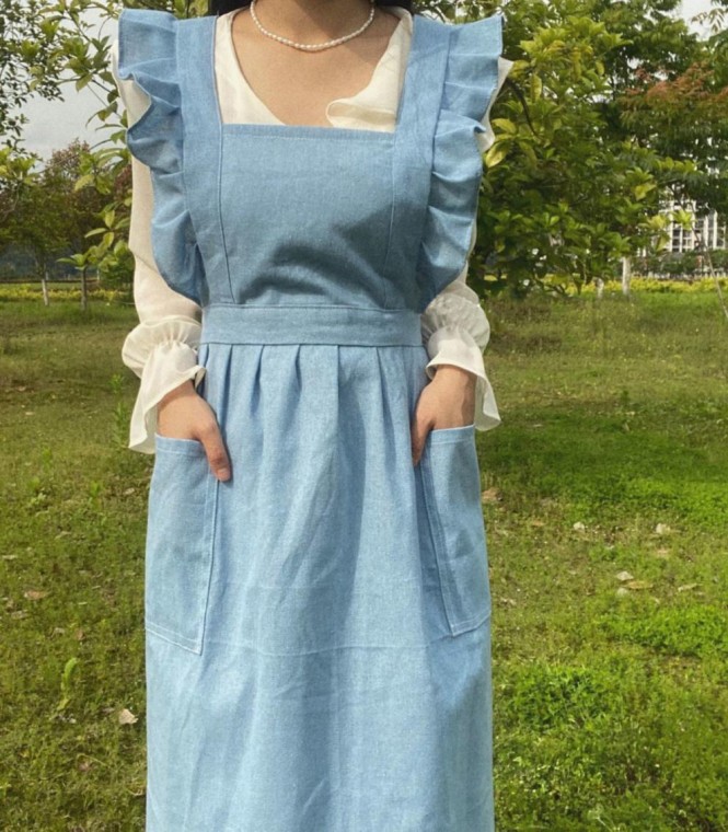 비비드 기본 무지 앞치마 린넨 면 바리스타 모던 주방 카페 미용실 미술 어린이집 유치원 신혼부부 집들이 - 상품 이미지