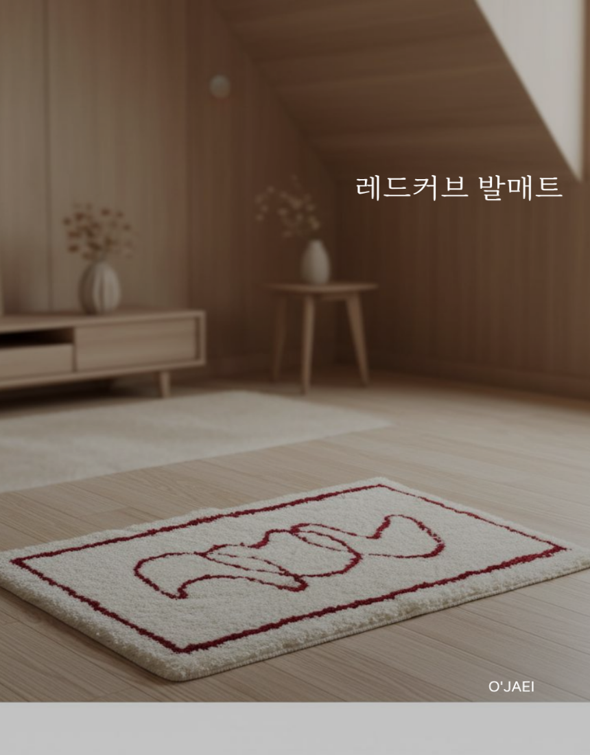 OJAEI 욕실 주방 화장실 고중량 두꺼운 발매트 집들이선물 레드커브 오재이 - 상세 이미지 3