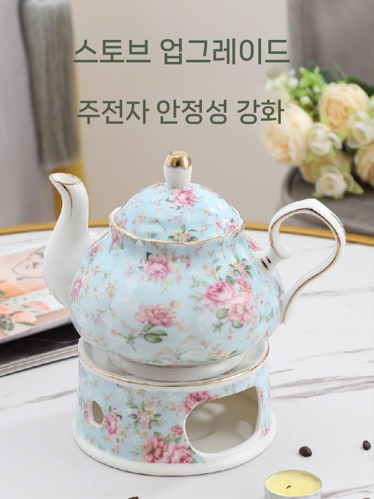 도자기 티팟 티포트 주전자 차 꽃무늬 티세트 커피 플라워 폴렌 800ml - 상세 이미지 4