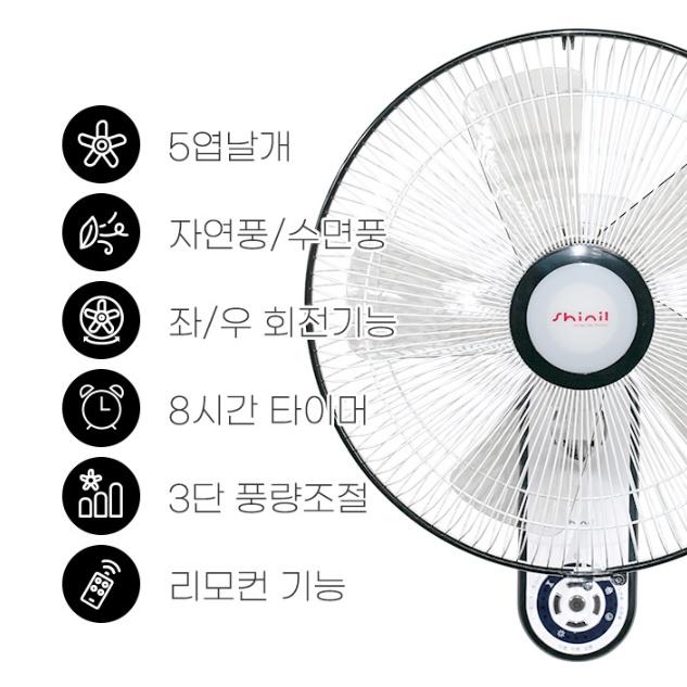 신일 화장실 벽선풍기 식당 사무실 교회 리모콘 벽걸이형선풍기 35cm - 상세 이미지 3