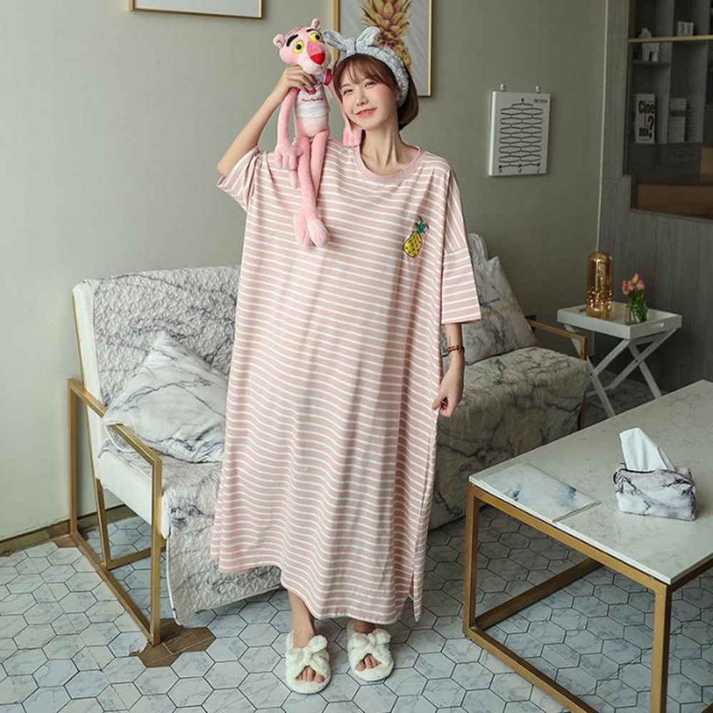 과일 반팔 롱 원피스 잠옷 오버핏 박스핏 빅사이즈 - 상세 이미지 3
