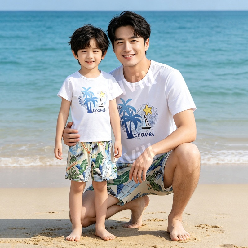 패밀리룩 시밀러룩 엄마딸 커플룩 여름 휴가 원피스 열대 꽃무늬 비치웨어 바캉스룩 - 상세 이미지 4