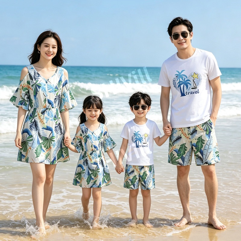 패밀리룩 시밀러룩 엄마딸 커플룩 여름 휴가 원피스 열대 꽃무늬 비치웨어 바캉스룩 - 상세 이미지 3