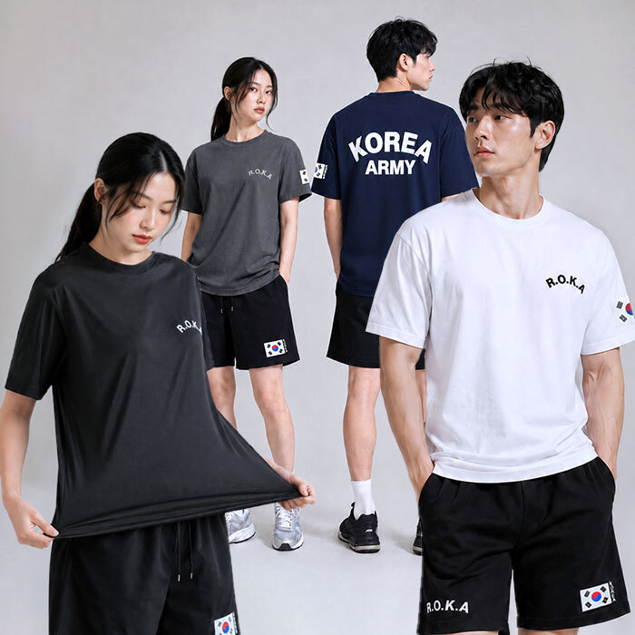ROKA 로카 남녀공용 에어쿨 데일리 티셔츠 반바지 군인 반팔티 반바지 4color - 상세 이미지 2