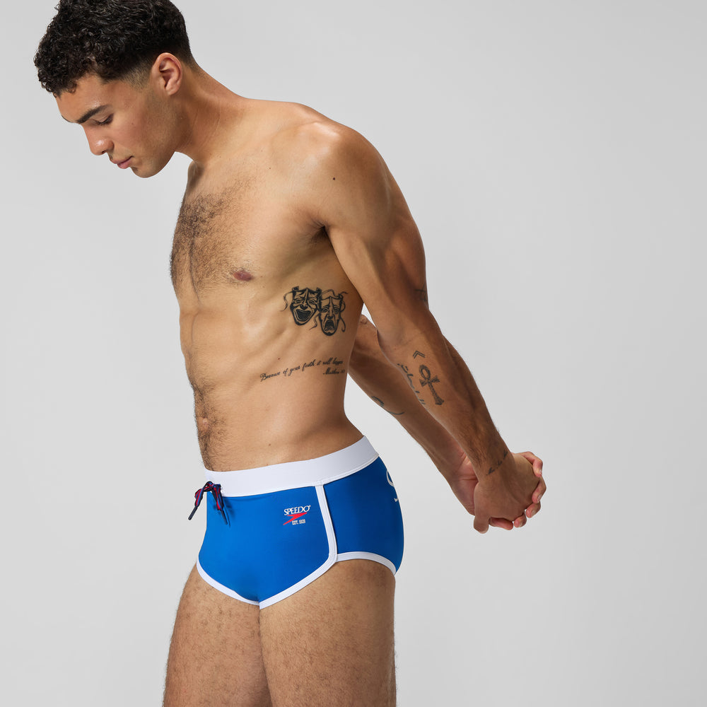 스피도 남성 제트스트림 레트로 로고 브리프 숏사각 수영복 Blue - 상세 이미지 3