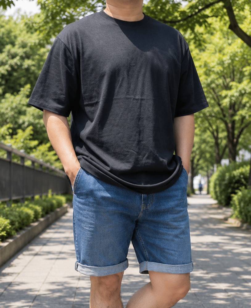 남자 오버핏 반팔티 빅사이즈 무지 티셔츠 남녀공용 - 상세 이미지 3