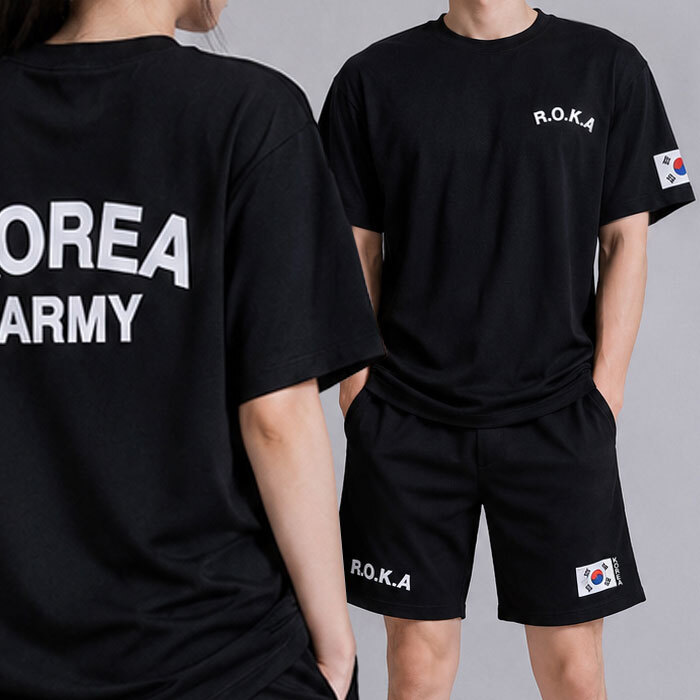 ROKA 로카 남녀공용 에어쿨 데일리 티셔츠 반바지 군인 반팔티 반바지 4color - 상세 이미지 4