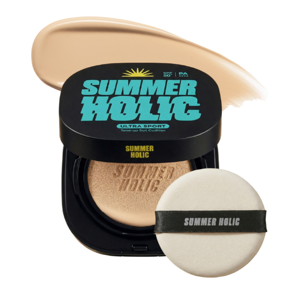 썸머홀릭 울트라 스포츠 톤업 선쿠션 물놀이 SPF50+ PA++++ 15g, 1개 - 상품 이미지
