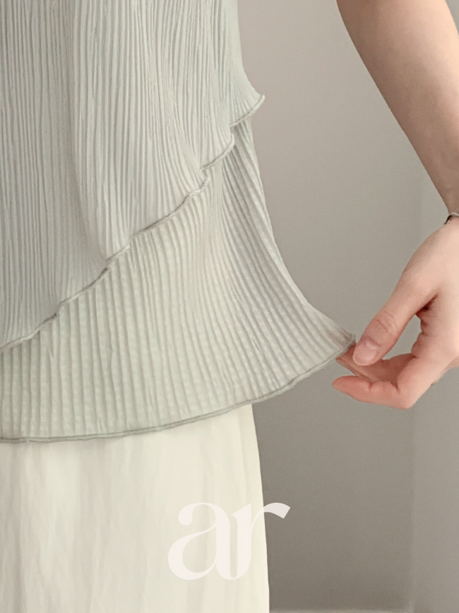 (국내제작) 링클 블라우스 뷔스티에 레이어드 세트 st3121 이미지 6