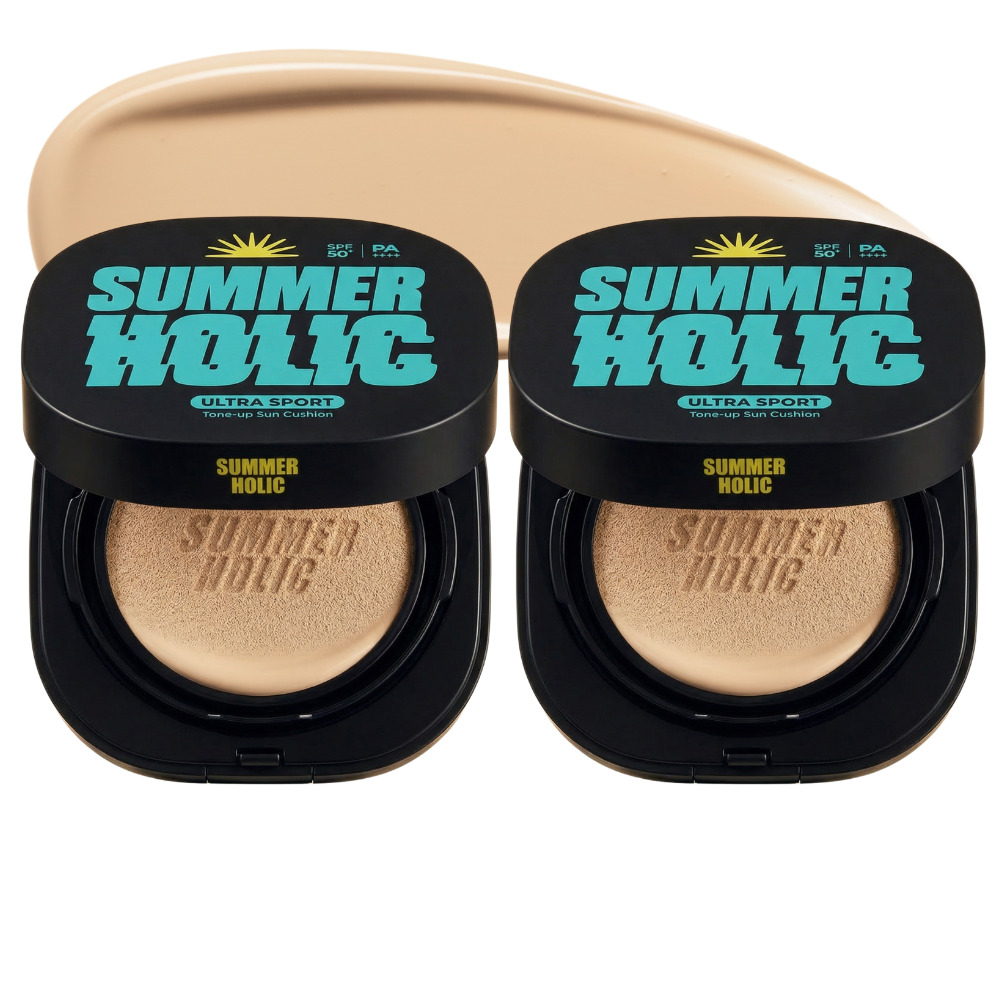 썸머홀릭 울트라 스포츠 톤업 선쿠션 물놀이 SPF50+ PA++++ 15g, 2개 - 상품 이미지