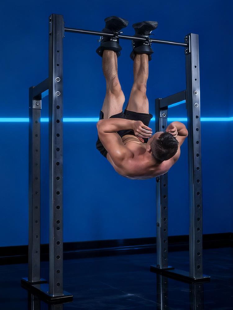 철봉 발목걸이 푸쉬업바 홈트 스트레칭 복근운동 블랙 스트랩+봉 62-102cm - 상세 이미지 2