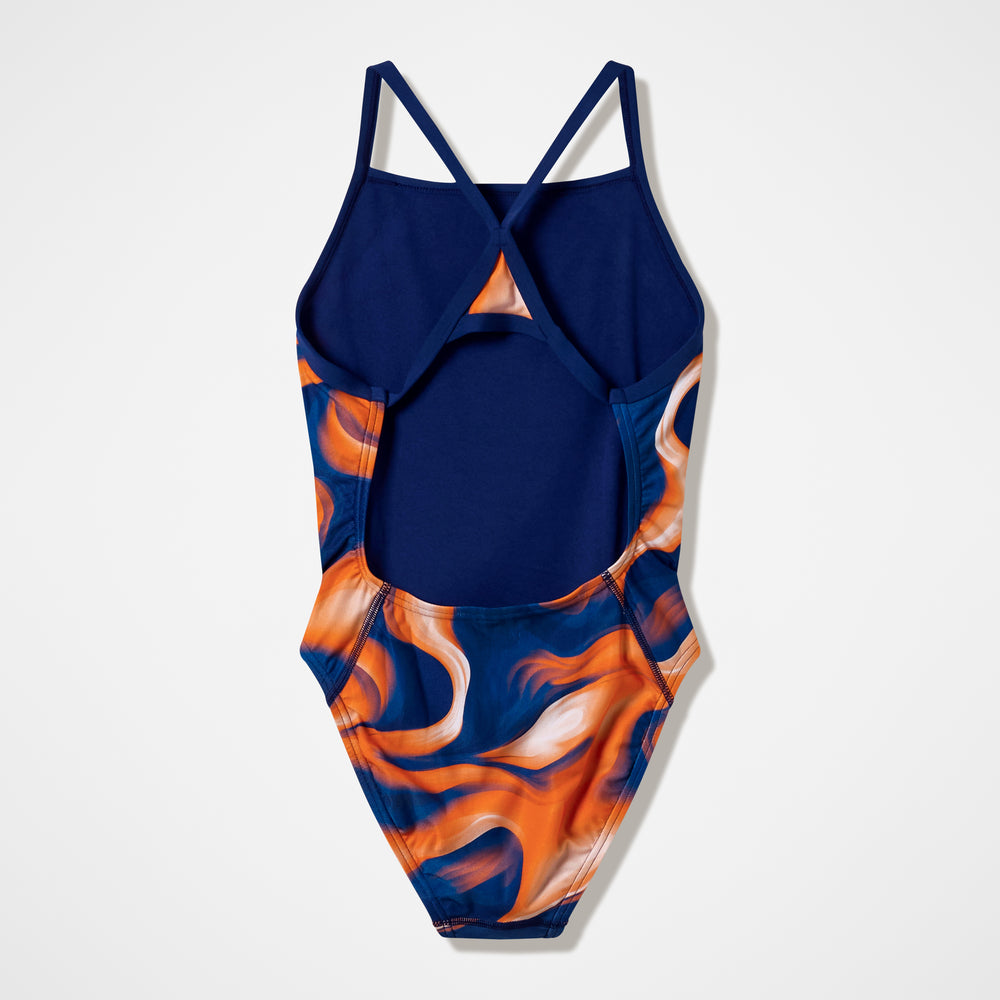 스피도 여성 팀 프린트 턴백 원피스 수영복 Navy/Orange, 42 - 상세 이미지 5