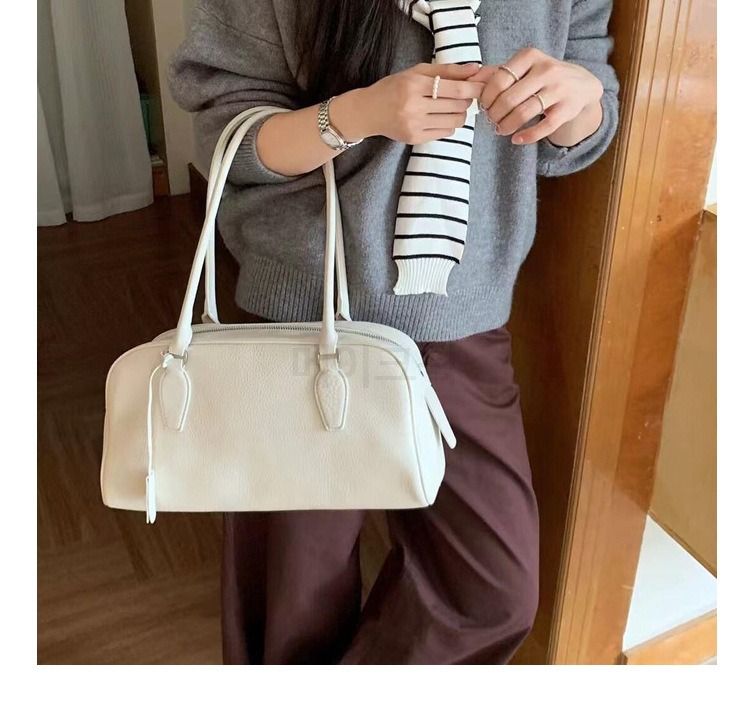 메이크픽 소프트 천연소가죽 리치패턴 숄더백 대형수납 보스턴백 - 상세 이미지 4