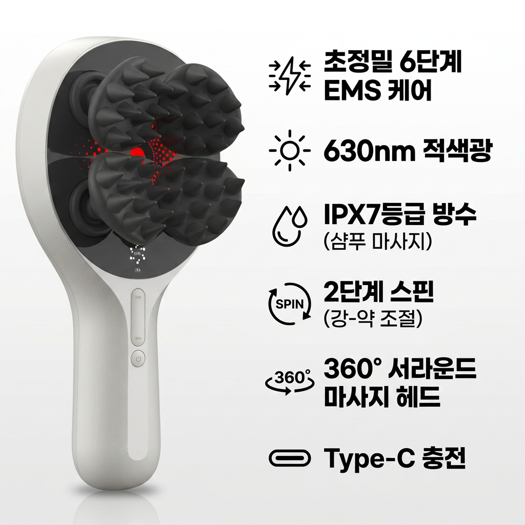 펄케어 트윈업 두피마사지기 전동 두피관리기 EMS 샴푸브러쉬 이미지 7