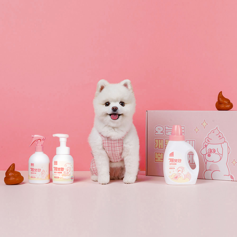 뽀숑하우스 개끗한 강아지 선물세트 3종 고양이 선물 세정제 버블 세정제 배변클리너 세탁세제 이미지 6
