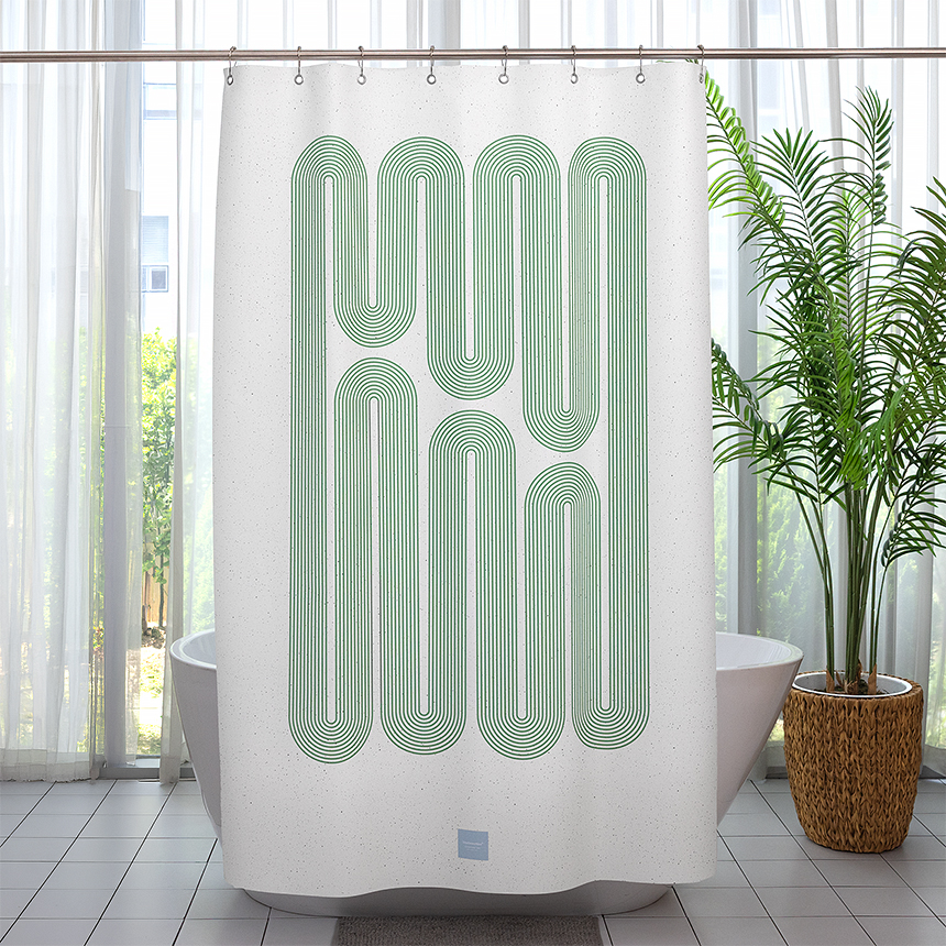 원세븐나인 심리스 패브릭 샤워커튼 소형 방수 욕실 가림막 120cm X 180cm, 바우하우스루프 - 상세 이미지 3
