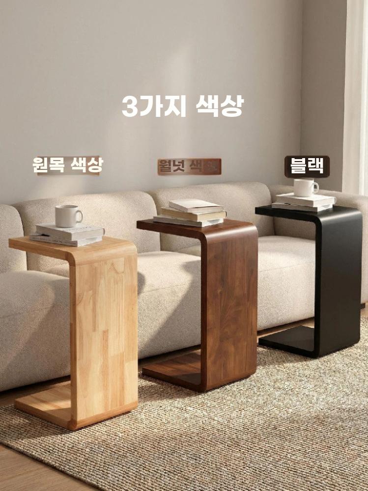 사이드 테이블 협탁 침대 나무 티테이블 감성 이동식 로그 이미지 6