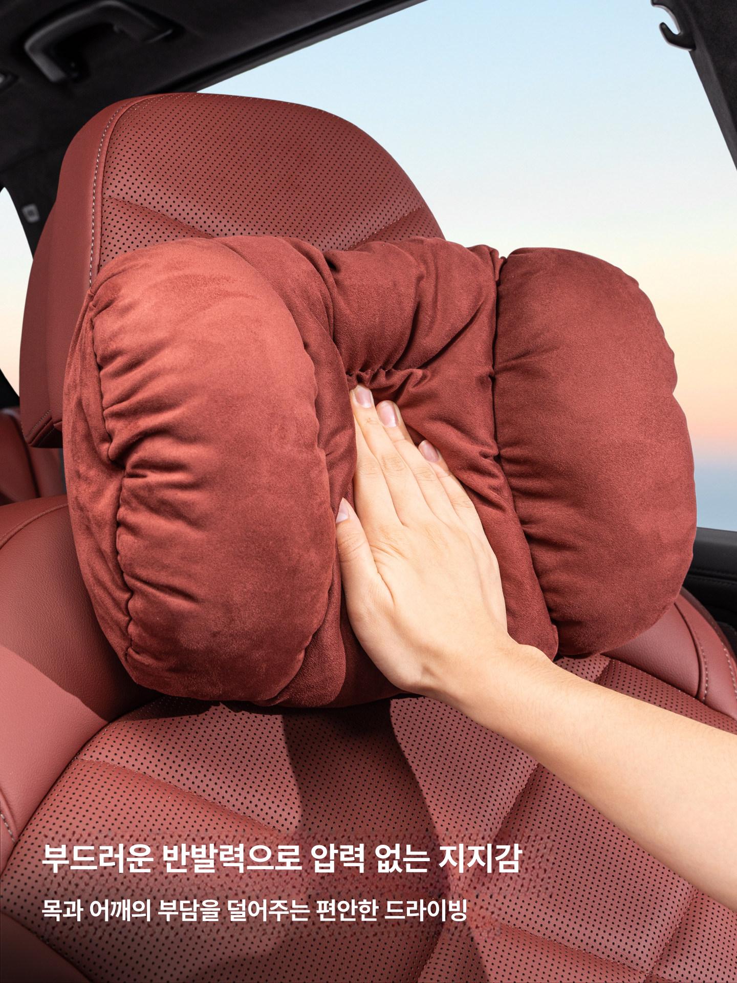 스위츠몰 차량용목쿠션 프리미엄 헤드레스트 목쿠션 플러시 버블 볼케이노레드 A - 상세 이미지 2