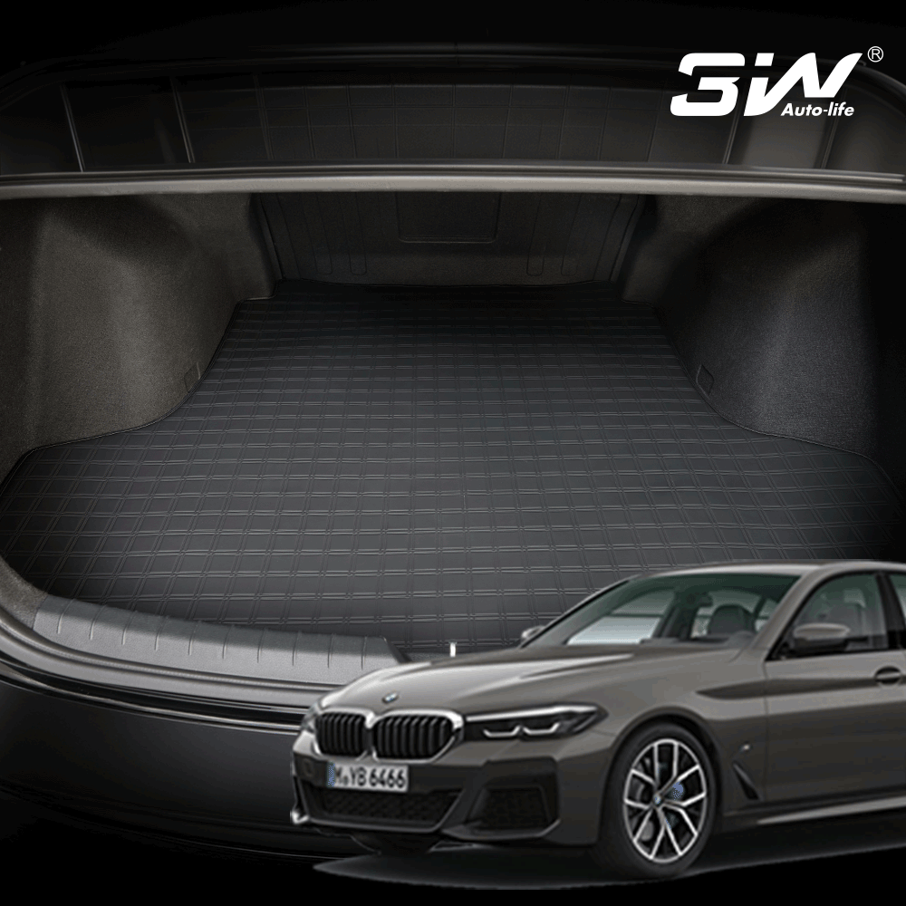 3W 에코라이너 BMW 5시리즈 G30 레더 가죽 트렁크매트 11mm 쿠션 - 상품 이미지