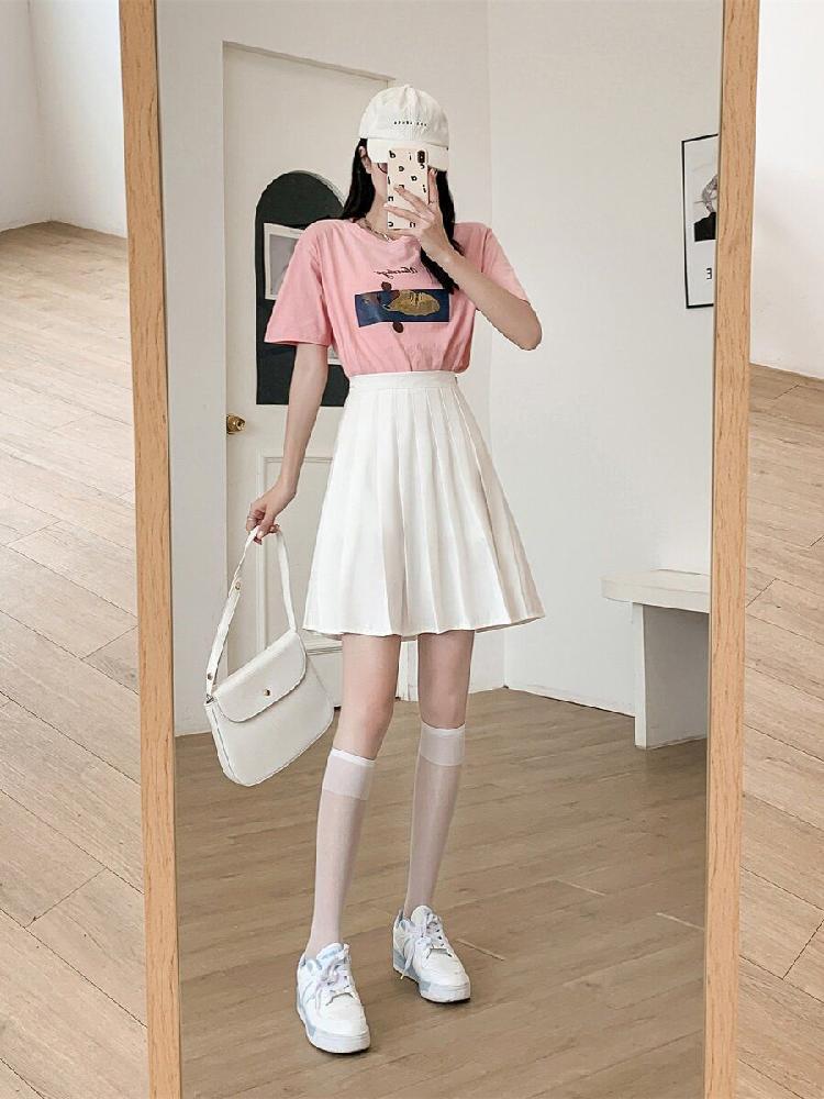 플리츠 스커트 A라인 밴딩 치마 하이웨스트 롱치마 길이 36-39cm S - 상세 이미지 2