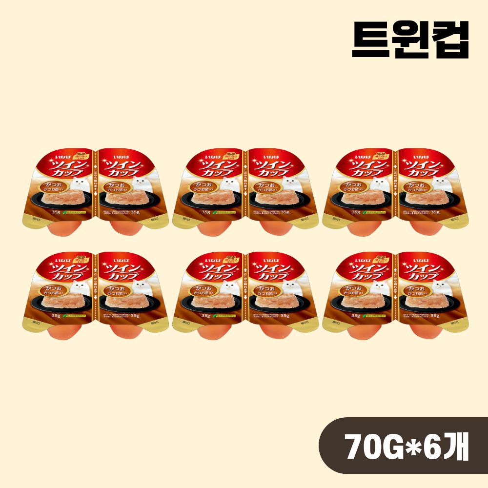 [최신생산] 이나바 트윈컵 고양이 간식 IMC-214 가다랑어 가다랑어포, 70g, 6개 - 상품 이미지