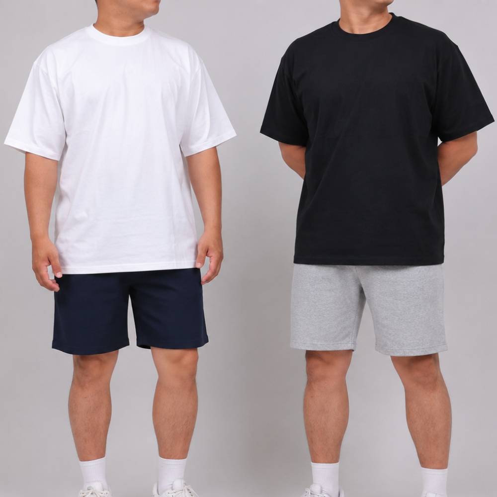 남자 오버핏 반팔티 빅사이즈 무지 티셔츠 남녀공용 - 상세 이미지 2