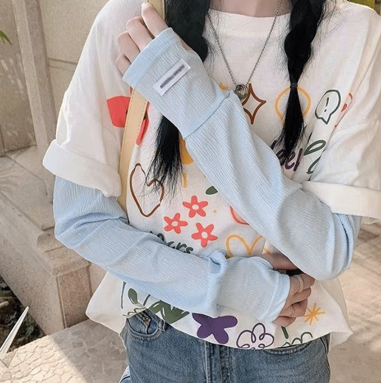 보리별 플리츠 쿨토시 자외선차단 팔토시 넉넉한핏 손등커버 냉감 여름 운전 등산 - 상품 이미지