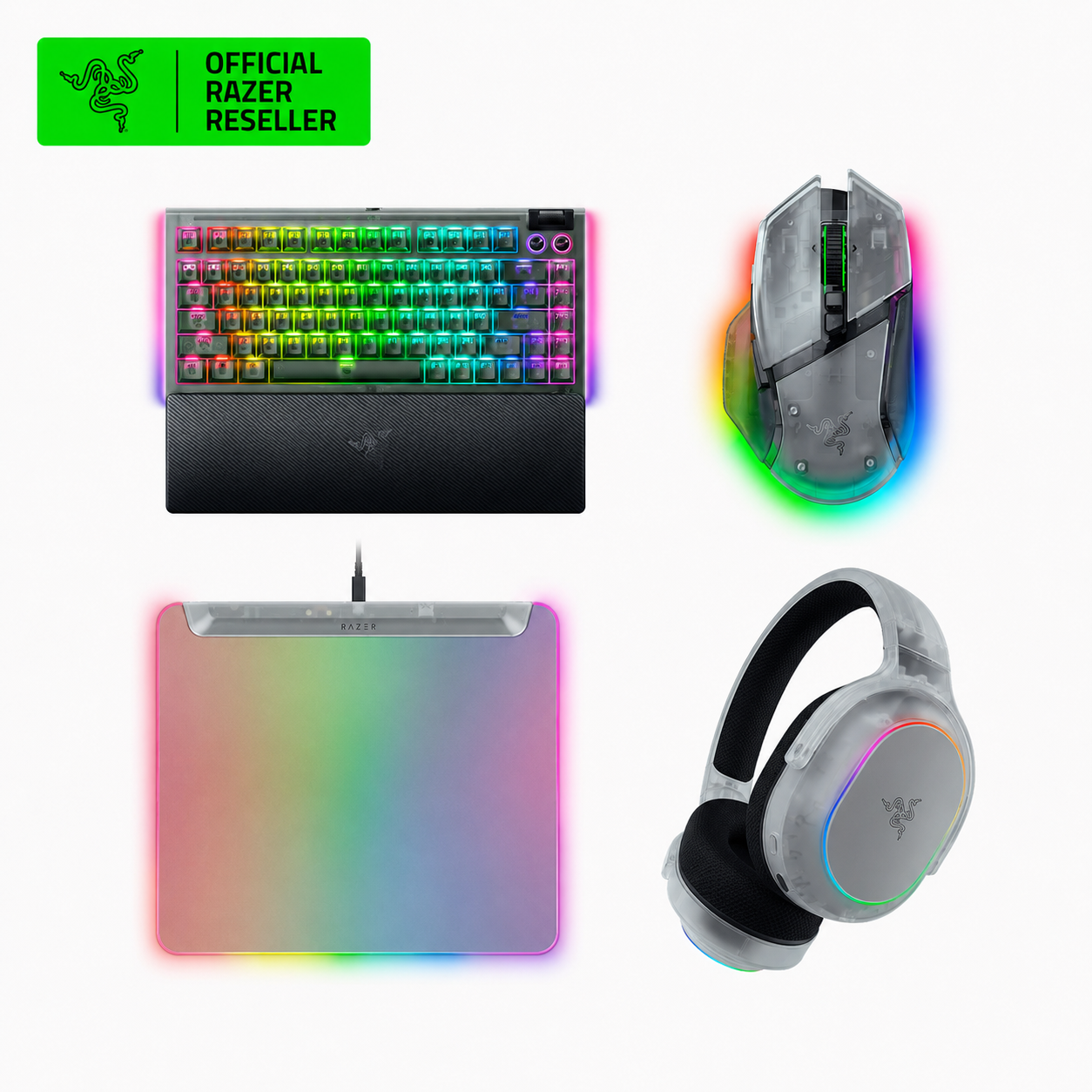 레이저코리아 팬텀 그린 에디션 세트 (바실리스크 V3 Pro 35K+블랙 위도우 V4 75%+파이어플라이 V2 Pro+바라쿠다 X 크로마) - 상품 이미지