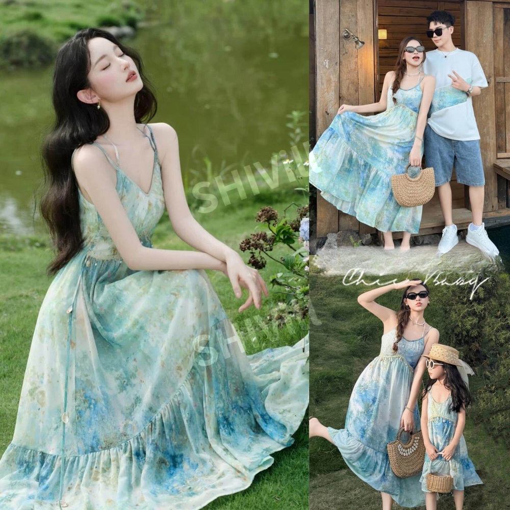 패밀리룩 시밀러룩 여름 가족 커플룩 맥시 비치 드레스 반팔티 비치웨어 휴양지 바캉스룩 이미지 6