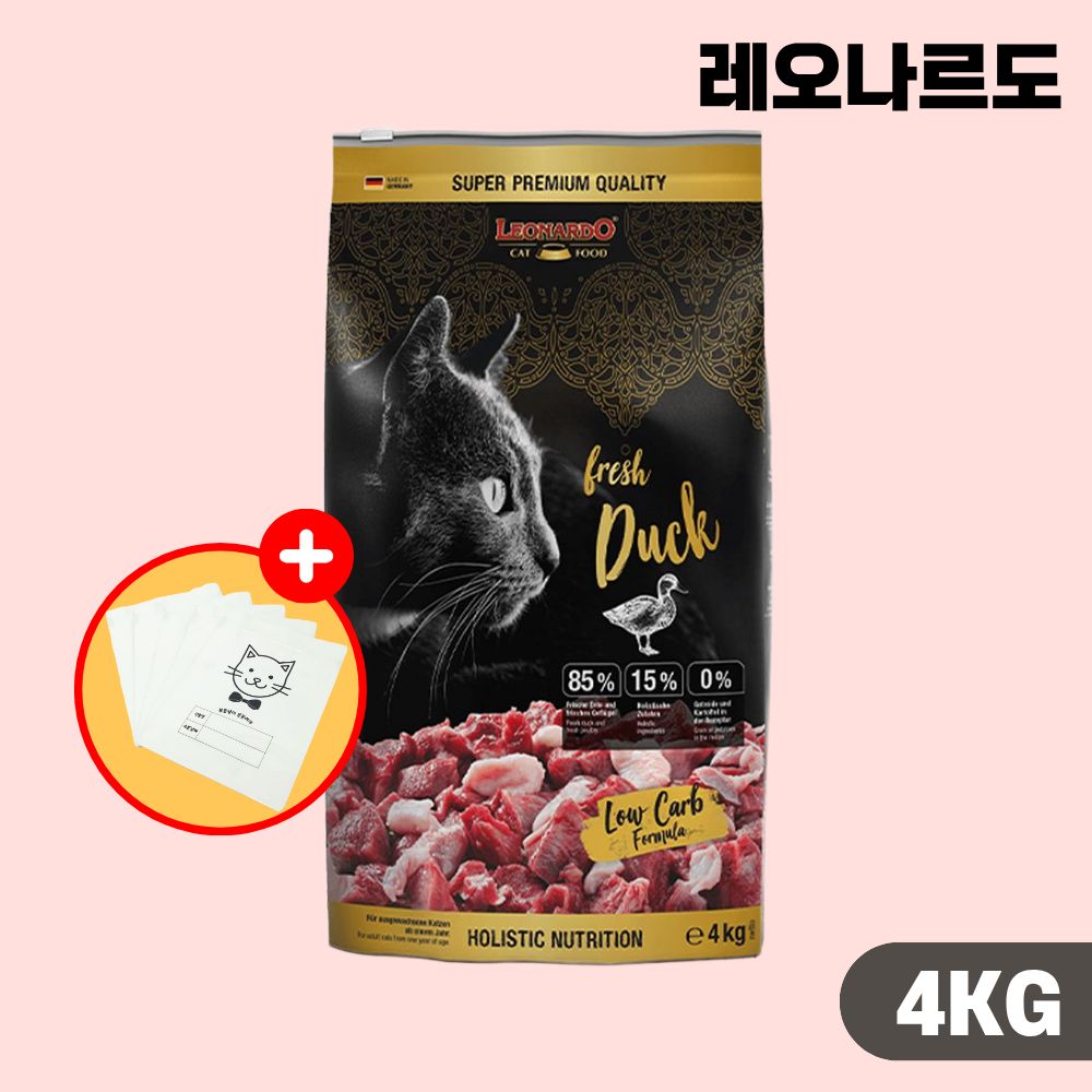 [+소분봉투] 레오나르도 캣 순수생육 오리, 4kg, 1개 - 상품 이미지