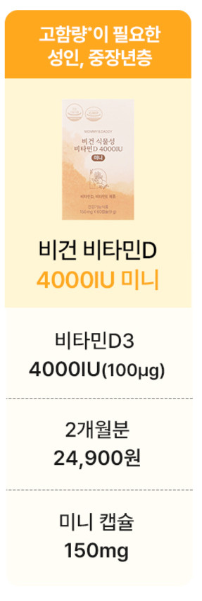 식물성 비타민D 4000IU 비타민D3 영양제 60캡슐, 4개 판매처 상세 정보 이미지 4